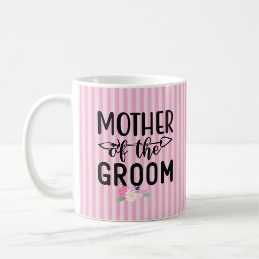 Bloemige moeder van de bruidegom is hier veranderd koffiemok (Links)