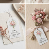 Bloemige Moederdag Cadeaubijsluiter, Roze Rozen Bo Cadeaulabel