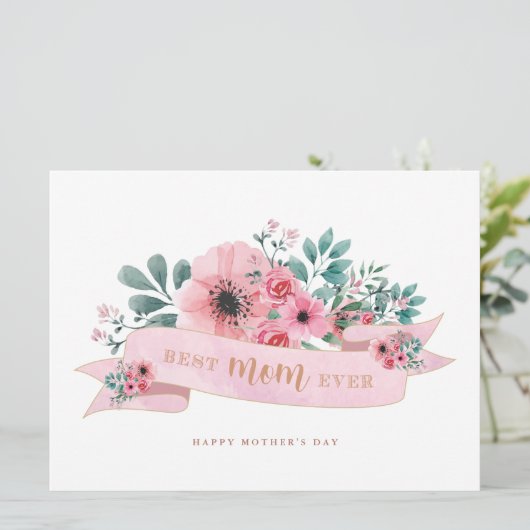 Bloemige Moederdag Cake Topper/ Kaart (Staand voorkant)