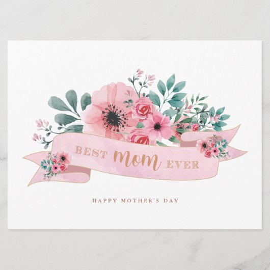 Bloemige Moederdag Cake Topper/ Kaart (Voorkant)