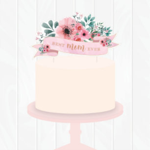 Bloemige Moederdag Cake Topper/ Kaart