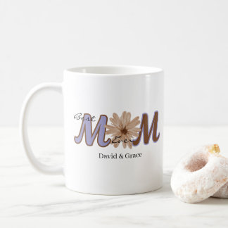 Bloemige MOM aangepaste naam elegante letterontwer Koffiemok