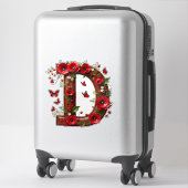 🌺 Bloemige Monogram D Persoonlijke Naam Cadeaus � Sticker (Koffer)