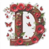 🌺 Bloemige Monogram D Persoonlijke Naam Cadeaus � Sticker (Voorkant)