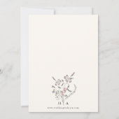 Bloemige Monogram Huwelijksuitnodiging Kaart (Achterkant)