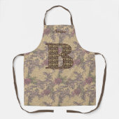 Bloemige Monogram Initiaal B Elegant Gepersonalise Schort (Voorkant)