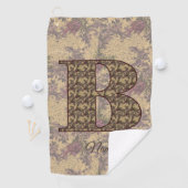 Bloemige Monogram Initiaal B Elegant Persoonlijk Golfhanddoek (Insitu)