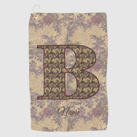 Bloemige Monogram Initiaal B Elegant Persoonlijk Golfhanddoek (Voorkant)