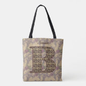 Bloemige Monogram Initiaal B Elegant Persoonlijk  Tote Bag (Achterkant)