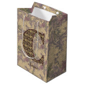 Bloemige monogram initiaal C Elegant gepersonalise Medium Cadeauzakje (Voorkant Gekanteld)