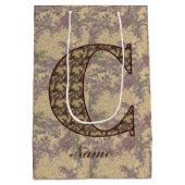 Bloemige monogram initiaal C Elegant gepersonalise Medium Cadeauzakje (Achterkant)