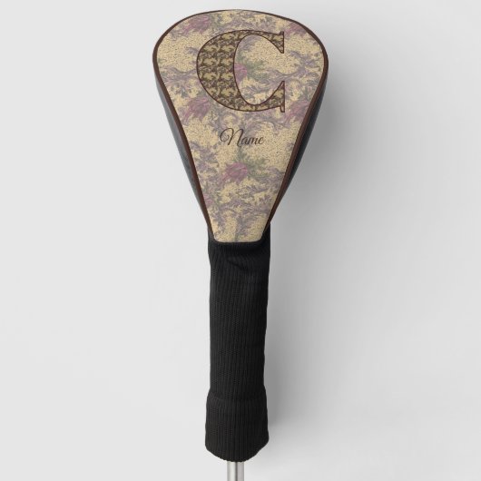 Bloemige Monogram Initiaal C Elegant Persoonlijk Golfheadcover (Voorkant)
