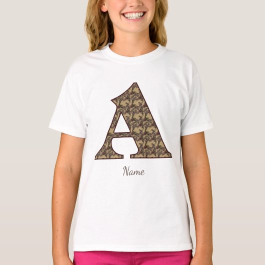 Bloemige Monogram Initiaal Elegant A  T-shirt (Voorkant)
