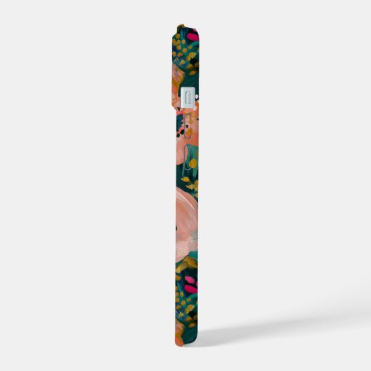 Bloemige Monogram iPhone 15 Case (Linkerkant)