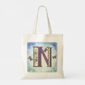 Bloemige Monogram N  Tote Tas (Achterkant)