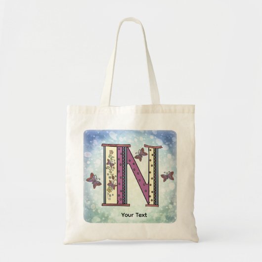 Bloemige Monogram N  Tote Tas (Voorkant)