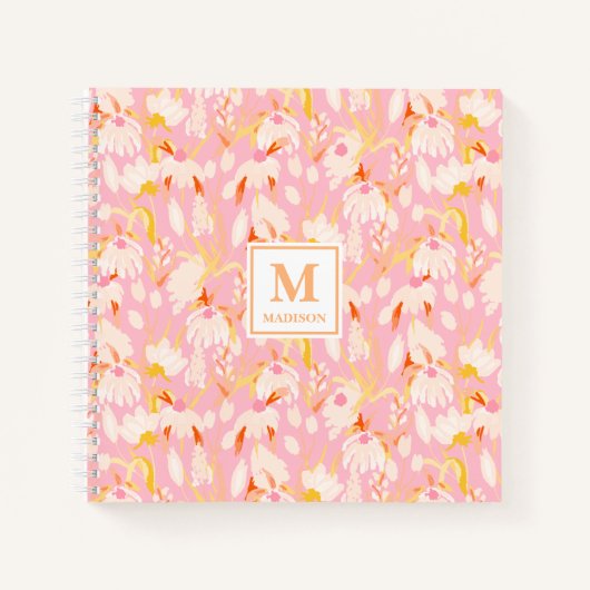 Bloemige monogram notitieboek (Voorkant)