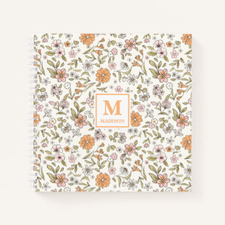 Bloemige monogram notitieboek agenda