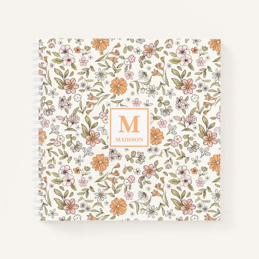 Bloemige monogram notitieboek agenda (Voorkant)