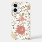bloemige monogram pastel perzik boho Case-Mate iPhone case (Achterkant)