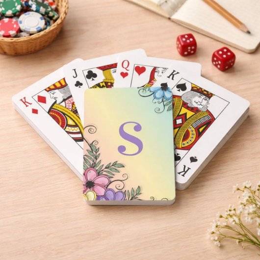 Bloemige Monogram Spelletjesavond Pokerkaarten