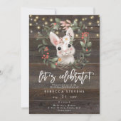 Bloemige moppige konijn konijntje laten we verjaar kaart (Voorkant)