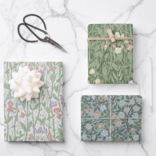 Bloemige Morris patronen vintage lieve-ernstklaver Inpakpapier Vel