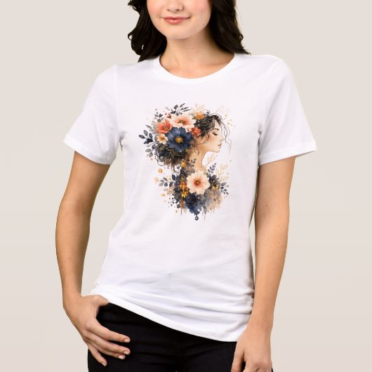Bloemige Muze Tri-Blend Shirt (Voorkant)