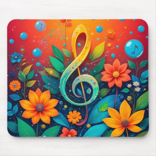 🎵 Bloemige Muzieknote Creatieve Werkruimte Muismat (Voorkant)