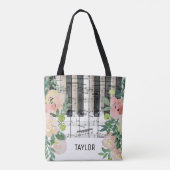 bloemige muzieknoten piano tote bag (Achterkant)