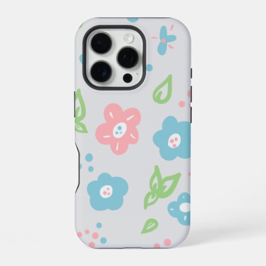 Bloemige Naadloos Patroon iPhone Hoesje (Achterkant)