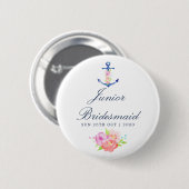 Bloemige Nautilus Trouw Junior Bruidsmeisje Ronde Button 5,7 Cm (Voorkant /achterkant)