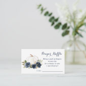 Bloemige Navy Blauwe Pompoen Baby Shower Luier Raf Informatiekaartje (Staand voorkant)