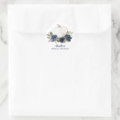 Bloemige Navy Blauwe Pompoen Bruiloftsborrel Ronde Sticker (Tas)