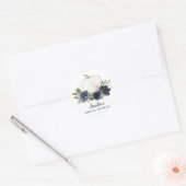Bloemige Navy Blauwe Pompoen Bruiloftsborrel Ronde Sticker (Envelop)