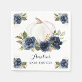 Bloemige Navy Blauwe Pompoen Herfst Baby Shower Servet (Voorkant)