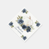 Bloemige Navy Blauwe Pompoen Herfst Baby Shower Servet (Hoek)