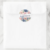 Bloemige Navy Roze Roze Je Bent Uitgenodigd Bruids Ronde Sticker (Tas)