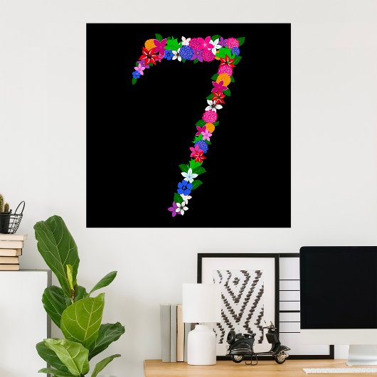 Bloemige Nummer Zeven Botanische Bloem Ontwerp Poster