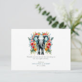Bloemige Olifant Baai Blauw en Witte Dank Je Bedankkaart (Staand voorkant)