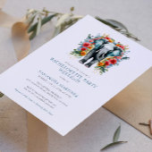 Bloemige Olifant Blauw Bachelorette Feestweekend Kaart