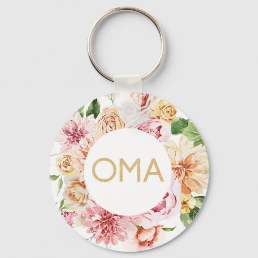 Bloemige Oma Cadeau Sleutelhanger (Voorkant)