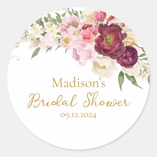 Bloemige Omhelzing Huwelijk Bruidsfeest Label (Voorkant)