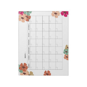 Bloemige ongedateerde maandkalender notitieblok