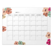 Bloemige ongedateerde maandkalender notitieblok (Voorkant)