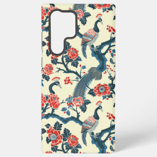Bloemige Oosterse Pauw Japandi-stijl Samsung Galaxy Hoesje