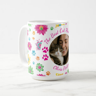 Bloemige op maat gemaakte foto van beste kattenmoe koffiemok