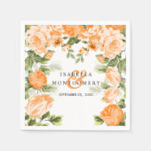 Bloemige Oranje Botanische Bruiloft Servet (Voorkant)