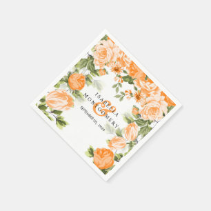 Bloemige Oranje Botanische Bruiloft Servet