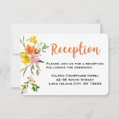 Bloemige oranje huwelijksreceptie Lelie Roze Bloem Kaart (Voorkant)